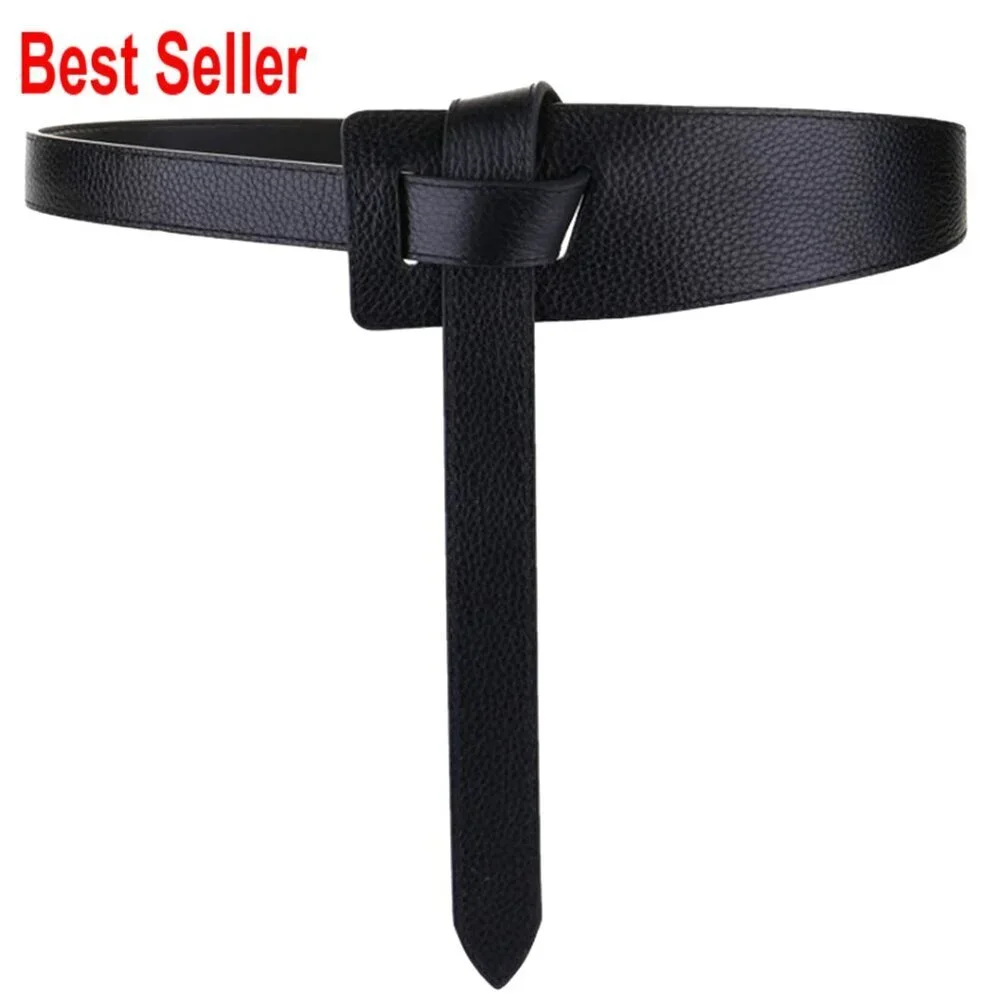 Genuine Leather Tie Knot Waist Belt for Dresses Jeans Coats